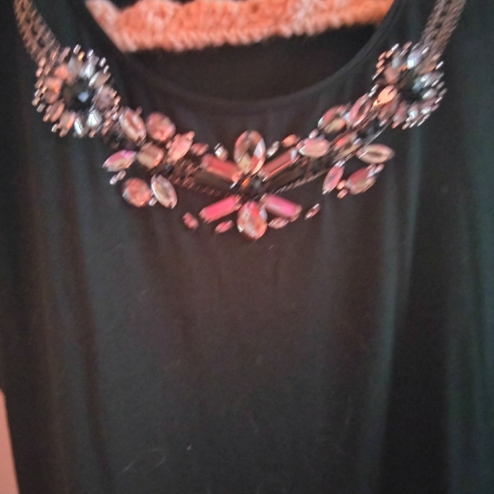 Black  t shirt with beautiful rhinestones